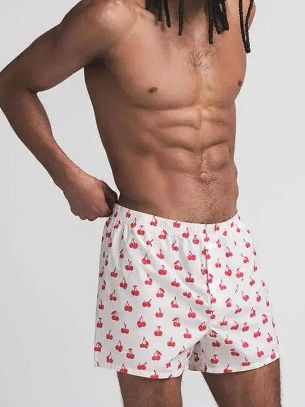SKIMS Men's Cotton Poplin Boxers Size XS in Analog Cherries Print